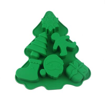 China Sustainable Christmas Tree Christmas Stocking Bell Snowflake Gift Box Shape Silicone Mold Cake Bakery for sale