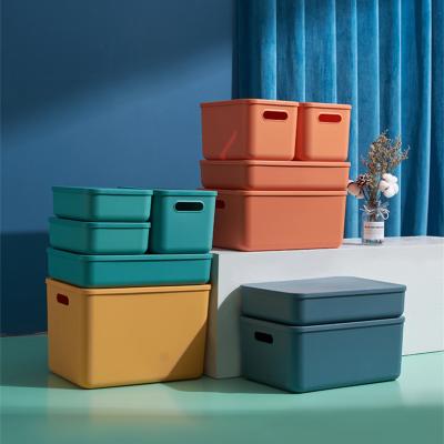 China Flexible High Quality Plastic Desktop Makeup Bins Household Bedroom Box Portable Colorful Home Storage for sale