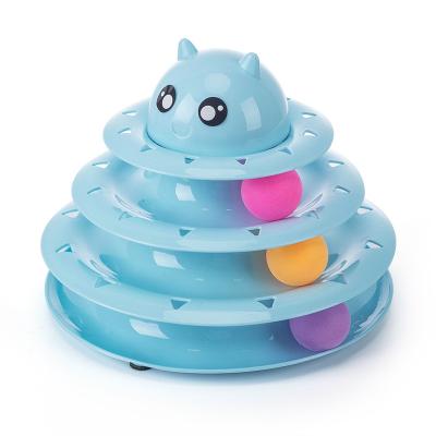 China 2022 NEW Viable 3-Level Roller Cat Toys Balls Turntable With Six Colorful Balls Interactive Kitten Fun Mental Physical Exercise Cat Toys for sale