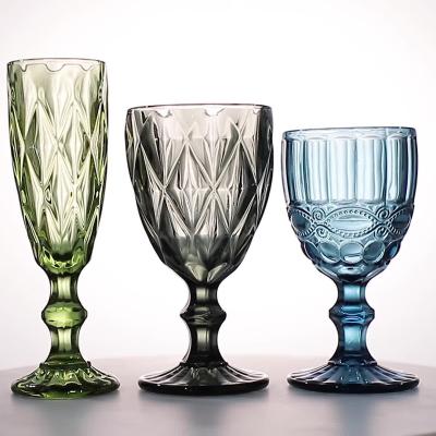 China Crystal Goblet Glass Manufacturers Wholesale Custom Crystal Clear Drinking Decorated Large Sample Gift Packaging Wine Glass Set for sale