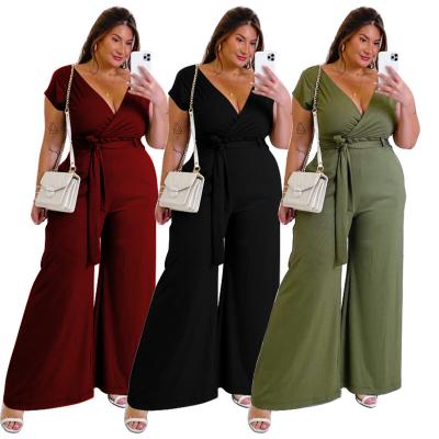 China High Quality High Elasticity Wide Leg Overalls With Waistband Women High Elasticity Plus Size Women Overalls Wide Leg for sale