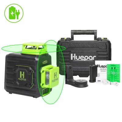 China Huepar 2 x 360 Cross Line Laser Level Self-Leveling Green Beam Li-ion Battery with Type-C Charging Left and Hard Carry Case 28.5x20.5x12 for sale