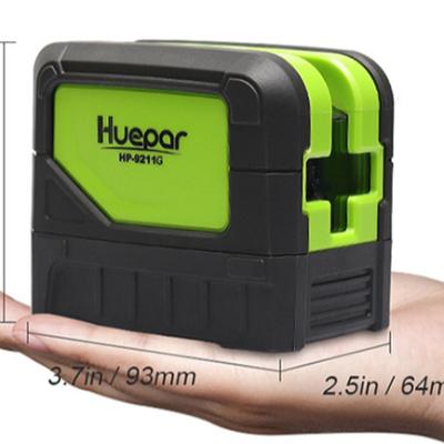 China Huepar Green Beam Laser Level 2 Cross Line Professional 2 Point 180 Degrees Self-Leveling Diagnostic Tools 9211G 9.3x6.4x8cm(3.7