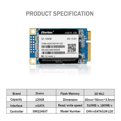 Κίνα Υψηλή ταχύτητα Q1 εσωτερικό SSD mSATA 120G MLC για την εισαγωγή σημειωματάριων 3.3V PC προς πώληση