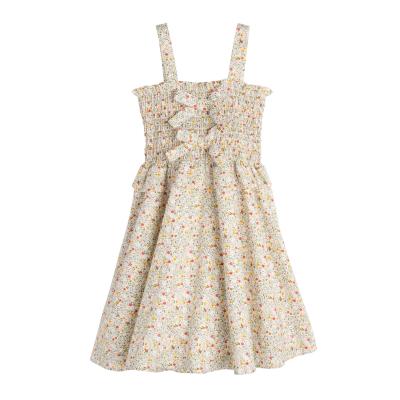 China new Anti-wrinkle fashion kids party 100% cotton bows ruffle edge flower girl dress for sale