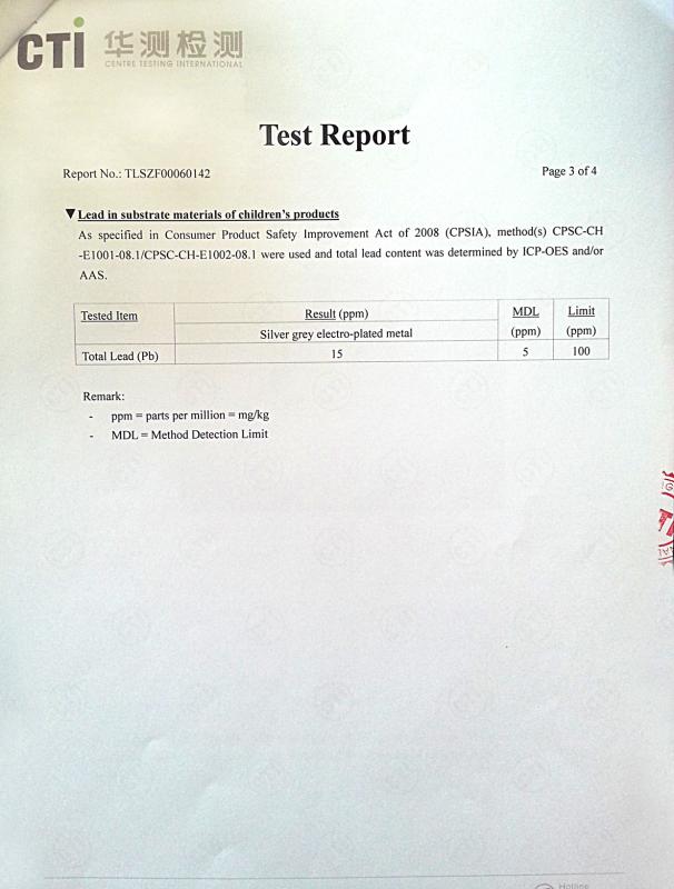 BAB Buckle test report3 - Dashun zipper Hardware Co., Ltd.