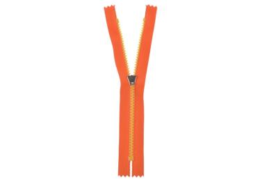 China Long Chain 5# Open-End Resin Waterproof Zipper C / E Auto Lock Slider Orange for sale