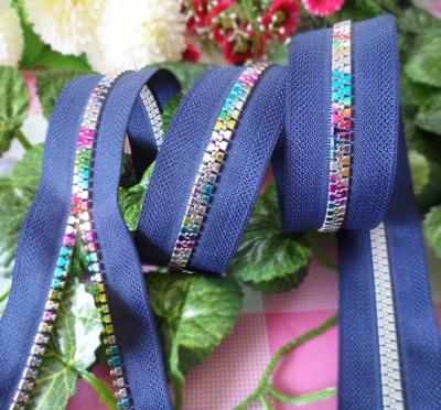 China Purple Long #5 Plastic Rainbow Teeth Zippers For Handbag / Garment for sale