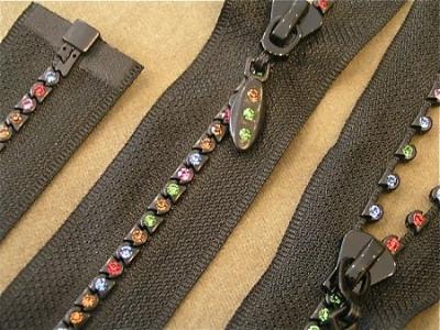 China Open End Single Diamond Zipper For Clothes / BROWN No.5 purse zippers for sale