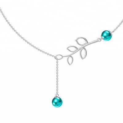 China Sterling Silver Stand Shape Double Shape Fashion Lasso Bead Necklace Jewelry Leaf Bead for sale