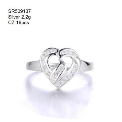 China Fashion Open Heart Shaped Custom Jewelry 925 Sterling Silver Jewelry Ring Gift For Girlfriend for sale