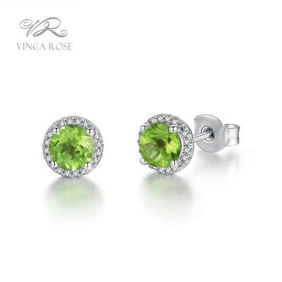 China Good quality and high polish simple design cheap jewelry peridot stone stud earring 925 silver jewelry for sale