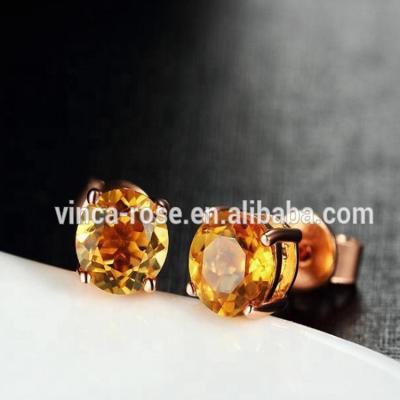 China Fashionable Natural Citrine Stone Gold Jewelry Designs Small Pictures Stud Earrings for sale