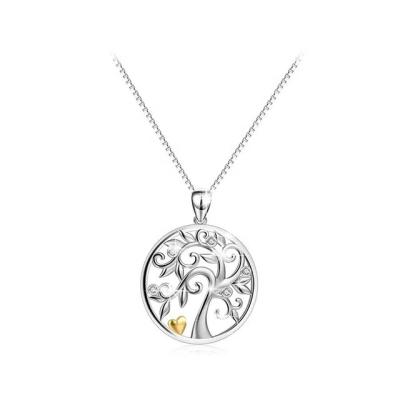 China Fashionable Wholesale Custom 925 Sterling Silver Tree Of Life Necklace Heart Pendant For Mother Gift for sale