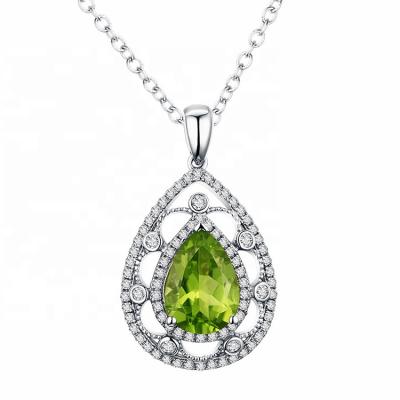 China CLASSIC Luxury Drop 2.5ct Genuine Gemstone Peridot Jewelry in 925 Sterling Silver Wholesales Pendant for sale