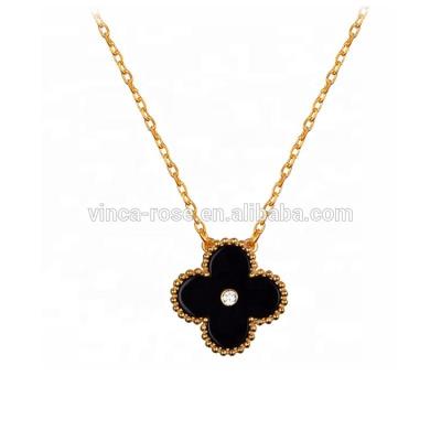 China High Quality Extended Chain Necklace Black Four Leaves Design Stone Jewelry Gold for sale