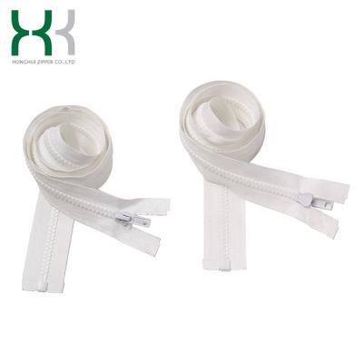 China High Quality Silver Teeth Auto Lock Wear Resistance White Plastic Zipper for sale