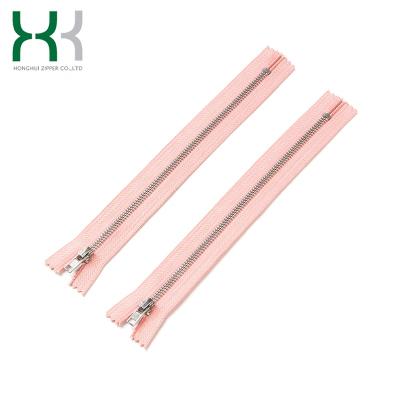 China Auto Lock Custom 20cm End-end High Quality Eco - Friendly Pink Nickel Metal Zipper for sale