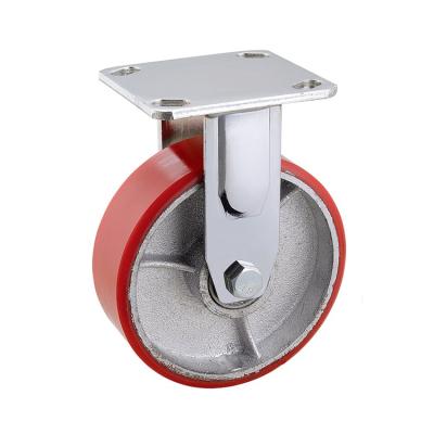 China 100mm 125mm 150mm Rigid Heavy Duty 200mm Iron Core PU Industrial Caster for sale