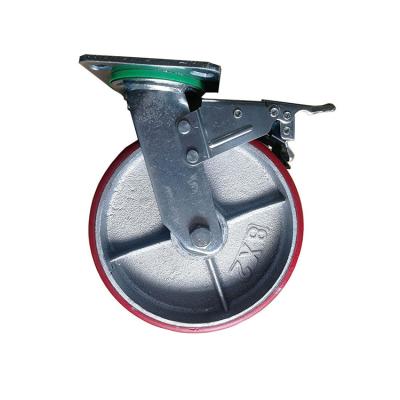 China 4inch 5inch 6inch 8inch Rigid Industry Heavy Duty Cast Iron PU Forklift Caster for sale