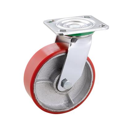 China 100mm 125mm 150mm 200mm Rigid Heavy Duty Industrial PU Caster Wheel for sale