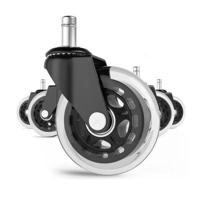 China Modern Transparent 3Inch PU Wheel 75mm Office Chair Swivel Caster for sale