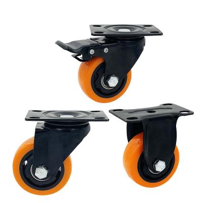 China swivel & Rigid Cart Wheel 3 Inch 4 Inch 5 Inch Orange PVC Fixed Caster for sale