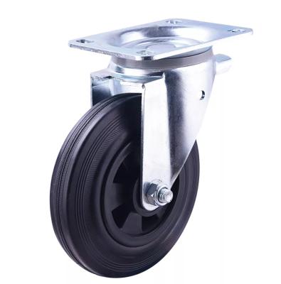 China Rigid & swivel & Brake 6inch 8inch Rubber Industry Cast Iron Caster Wheel For Dustbin for sale