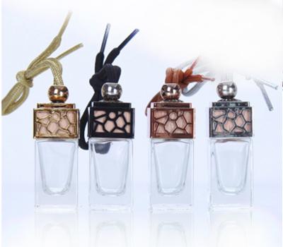 China Personal Care Car Perfume Bottles Square Glass Bottle With Colorful Top for sale