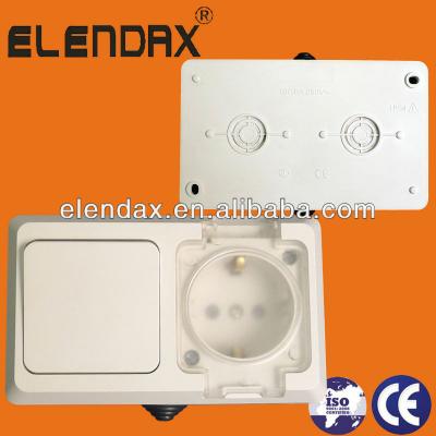 China Europe style IP54 industrial surface mount schuko socket outlet + one gang switch (S5011) for sale