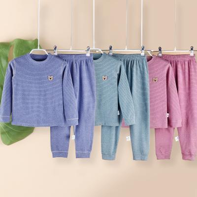 China Thermal Warm 2pcs Pajamas Set Long Sleeve Underwear Boys Girls In Winter for sale