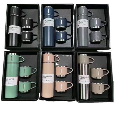 China PORTABLE Custom Gift Double Wall Sports Travel Vacuum Insulated Stainless Steel Flask Water Bottle With Double Handle Lid for sale