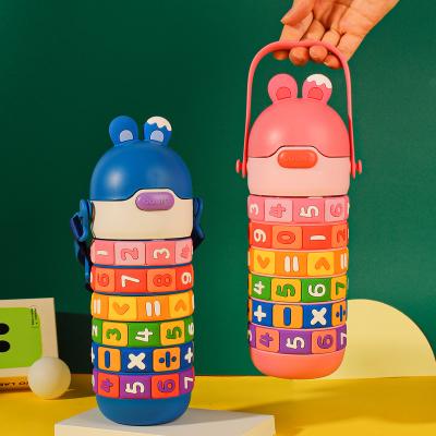 China PORTABLE Kids School Drinking Double Walled Stainless Steel Water Bottle Thermos Portable Cup with Number Game for sale