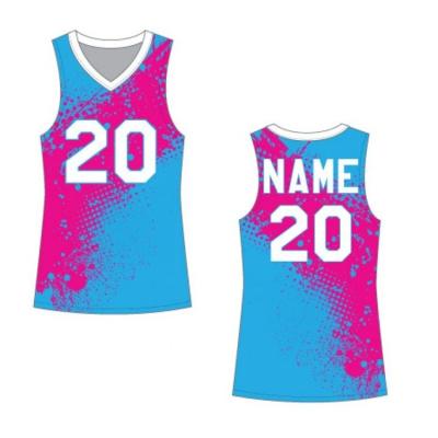 China New Design Antibacterial Mesh Cloth Women Basketball Tank Top Hot Selling Uniforms for sale