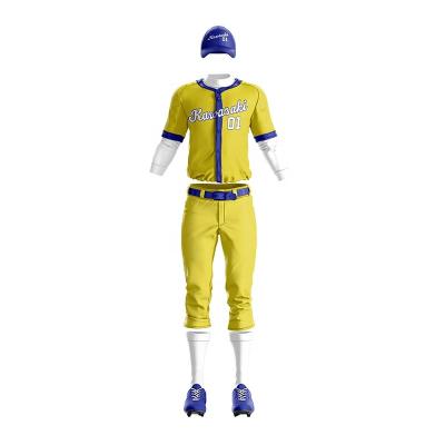 China Antibacterial Polyester Mesh Fabric Breathable Baseball Uniform Set Team Name Member Number Customized Baseball Uniform for sale