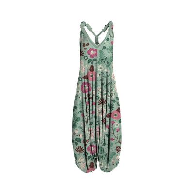 China Hot Selling Rompers QUICK DRY Long Sleeve Women Overalls Printed Jumpsuit Wide Leg Overalls for sale