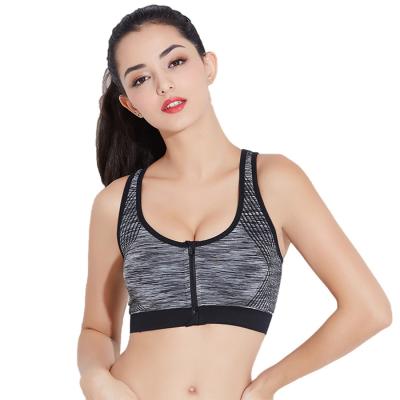 China New Breathable Wholesale Shockproof Running Underwear Front Zipper No Steel Ring Ladies Yoga Sports Bra for sale