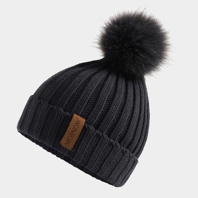 China COMMON 2021 women's winter caps new style wool ball plus fleece knitted hat wool cap personalized hat for sale