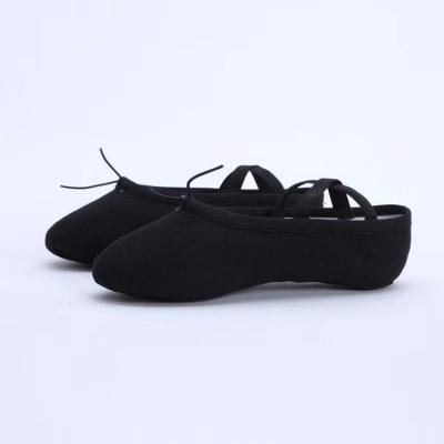 China Wholesale High Quality Professional GENUINE LEATHER Kids Girls Canvas Split Sole Ballet Shoes Dance for sale