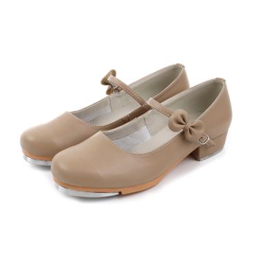 China Wholesale Professional Cow Leather Kids Tan Tap Dance Shoes Rubber Girls for sale