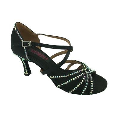 China Rhinestones Latin Dance Womens Shoes 6201BLK-A1 With Rhinestones Can Customize Design for sale