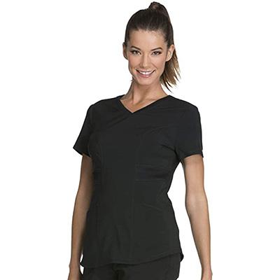 China Medical Unform Classic Color Women Scrubs Set V-Neckline Rib-knit Stretch Neckline And Waist Band Insets Spa Tunic for sale