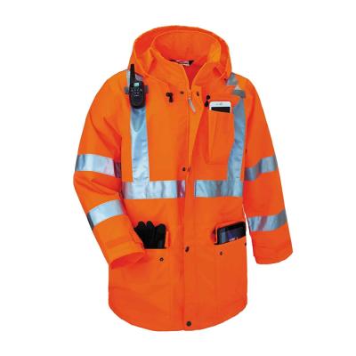 China High Visibility Orange Reflective Safety ANSI Standard High Visibility Safety Vest Rain Jacket for sale