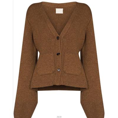 China Anti-Wrinkle Knitwear Deep V-Neck Cashmere Knit Cardigan Women's Sweater for sale