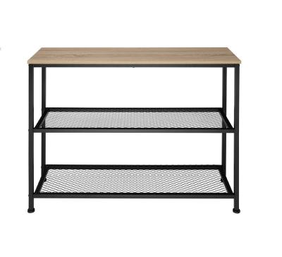 China (Other) ERGOR Industrial Design Metal Mesh Shelves Table Side Wood Entryway Adjustable Console Table for sale