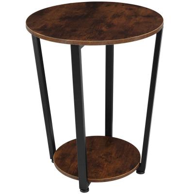 China ERGOR Adjustable Black Small 2-Tier Industrial Round End Table (Other) Storage Rack Snack Table Side Table for sale