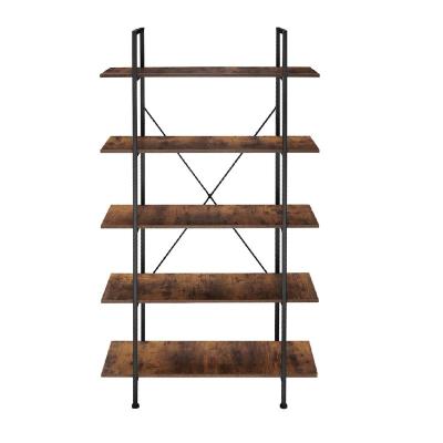 China ERGOR Foldable Vintage Open Bookcase with Metal Frame, Rustic Book Shelves, Industrial 5-Shelf Bookshelf for sale