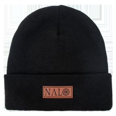 China Commoners Winter Hat Knitted Beanie With Custom Leather Label for sale