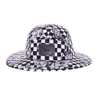 China Wholesale Promotional Striped Black White Wide Brim Cheap Reversible Bucket Hat for sale