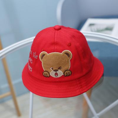 China Wholesale Custom Image Children's Fisherman's Hat Letters Embroidered Bear Funny Bucket Hats Small for sale